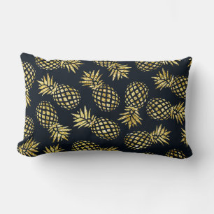 Navy Blau Gold Ananas Muster Lendenkissen