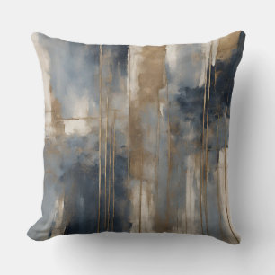 Navy Blau Gold Beige Abstrakte Wasserfarbe Kissen