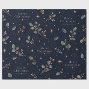 Navy Blau Gold Eukalyptus Frohe Weihnachten Gesche Geschenkpapier