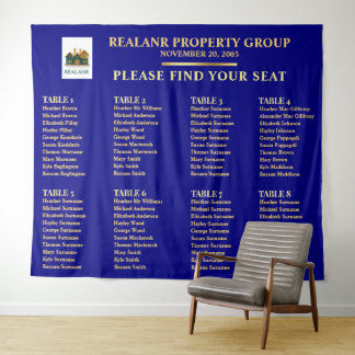 Navy Blau Gold Firmen Sitzplan Logo Wandteppich