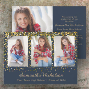 Navy Blau Gold Glitter Abschlussklasse 2024