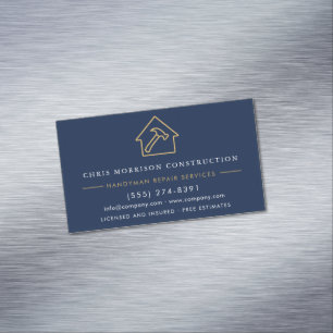 Navy Blau Gold Handwerker Bau Magnetische Visitenkarte