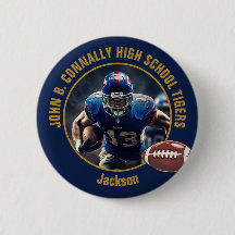 Navy Blau Gold High School Footballspieler Foto