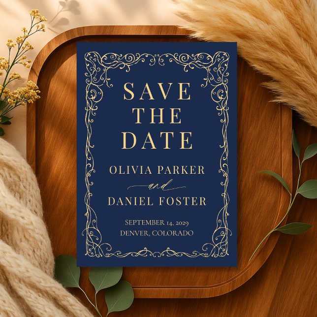 Navy Blau Gold Hochzeit Save the Date (Von Creator hochgeladen)