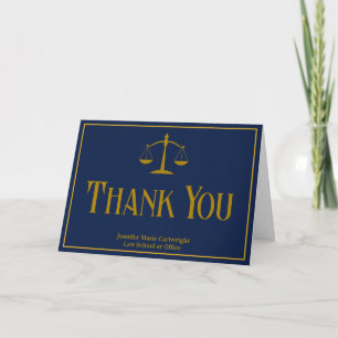 Navy Blau Gold Jurastudium Abschluss Anwalt Dankeskarte