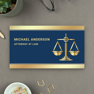 Navy Blau Gold Justiz Waage Anwalt Rechtsanwalt Visitenkarte