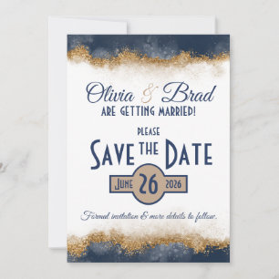 Navy Blau & Gold Klassiker Save The Date