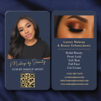 Navy Blau Gold Makeup Artist QR Code Luxus Schönhe