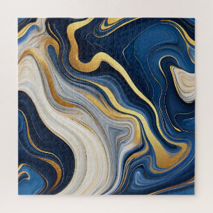 Navy Blau Gold Marmorschwünge