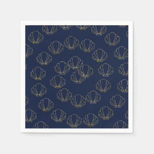Navy Blau & Gold Meeresschnecke Meerjungfrau Braut Serviette