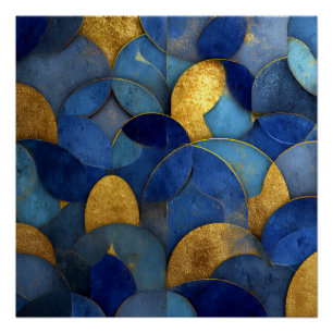 Navy Blau Gold Metallische Geometrische Kreise Abs Poster