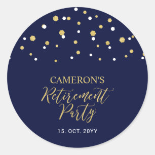 Navy Blau & Gold   Moderne Abschiedsparty-Geschenk Runder Aufkleber