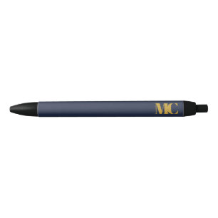 Navy Blau Gold Monogramm Elegant Modern Kugelschreiber