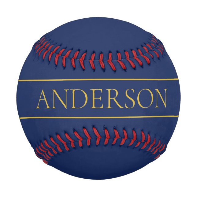 Navy Blau & Gold Name Nachname oder Geschäft  Baseball (Vorderseite)