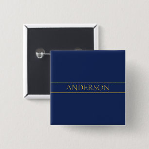 Navy Blau & Gold Name Nachname oder Geschäft  Button