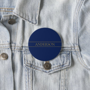 Navy Blau & Gold Name Nachname oder Geschäft  Button