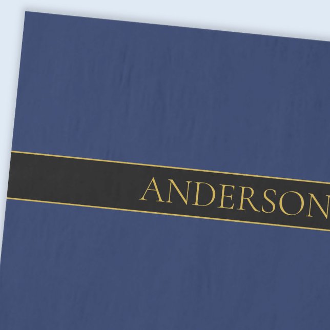 Navy Blau & Gold Name Nachname oder Geschäft  Seidenpapier (Von Creator hochgeladen)