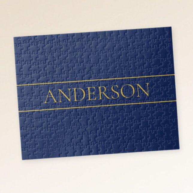 Navy Blau & Gold Name Nachname oder Unternehmen  (Von Creator hochgeladen)