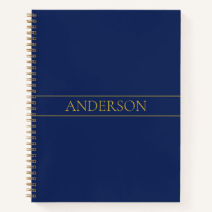 Navy Blau & Gold Name Nachname oder Unternehmen Notizbuch