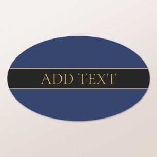 Navy Blau & Gold Name Nachname oder Unternehmen  Ovaler Aufkleber