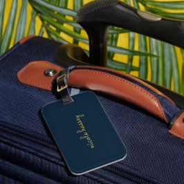 Navy Blau Gold Schrift | Stylisches Monogramm Mode Gepäckanhänger