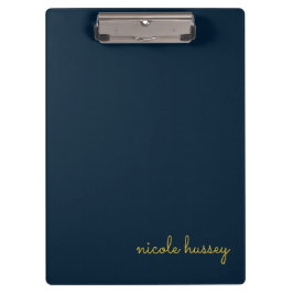 Navy Blau Gold Schrift | Stylisches Monogramm Mode Klemmbrett