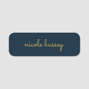 Navy Blau Gold Schrift Stylisches Monogramm Mode Namensschild
