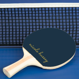 Navy Blau Gold Schrift   Stylisches Monogramm Mode Tischtennis Schläger
