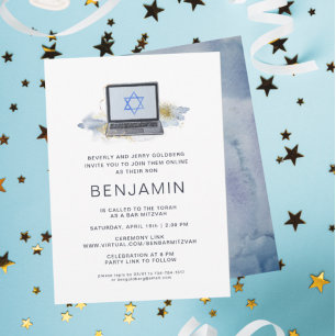 Navy Blau & Gold Virtuelle Laptop Bar Mitzwa