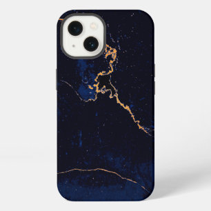 Navy Blau Golden Marmor iPhone Hülle