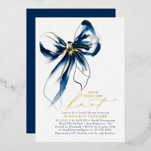 Navy Blau Goldene Schleife Elegante Whimsical Brau