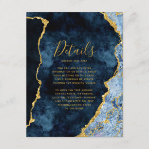 Navy Blau Goldfolie Achat Hochzeitsdetails Begleitkarte