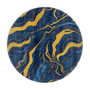 Navy Blau Goldmarmor Abstrakt Luxuriös Topografisc Schneidebrett