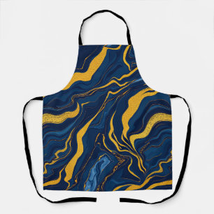 Navy Blau Goldmarmor abstrakt topografisch Schürze