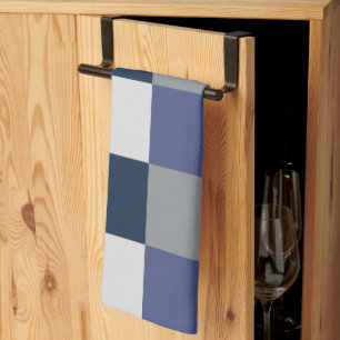 Navy Blau Grau Weiß Schachbrettmuster Geschirrtuch