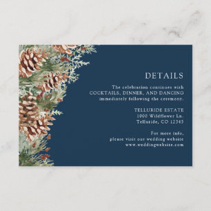 Navy Blau Greenery Details Begleitkarte