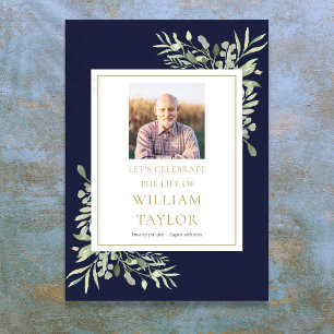 Navy Blau Greenery Foto-Feier-des-Lebens-Schild Poster