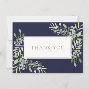 Navy Blau Greenery Gold Trauer Gedenkfeier Dankeskarte