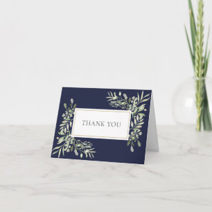 Navy Blau Greenery Hochzeit Danke Karte