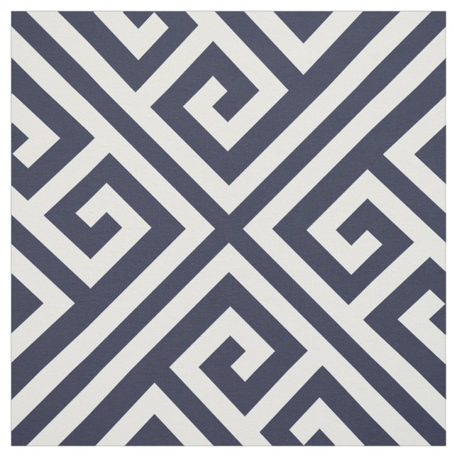Navy Blau griechischer Schlüssel große Größe Stoff (Muster)