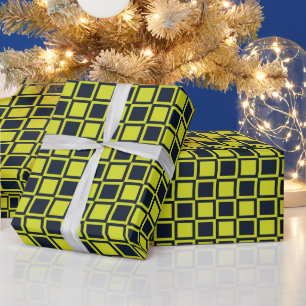 Navy Blau Grün Karomuster  Geschenkpapier