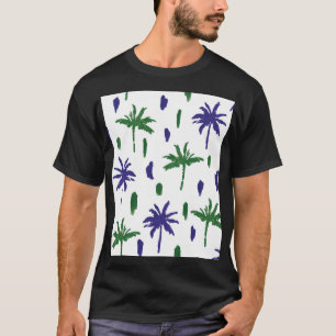 Navy Blau Grüne Palm Muster T-Shirt