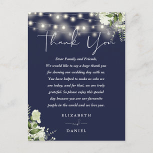 Navy Blau Grüner Dankes Hochzeitsplatzkarte Postkarte
