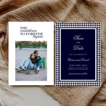 Navy Blau Harlekin-Rahmen Zitat Foto-Hochzeit