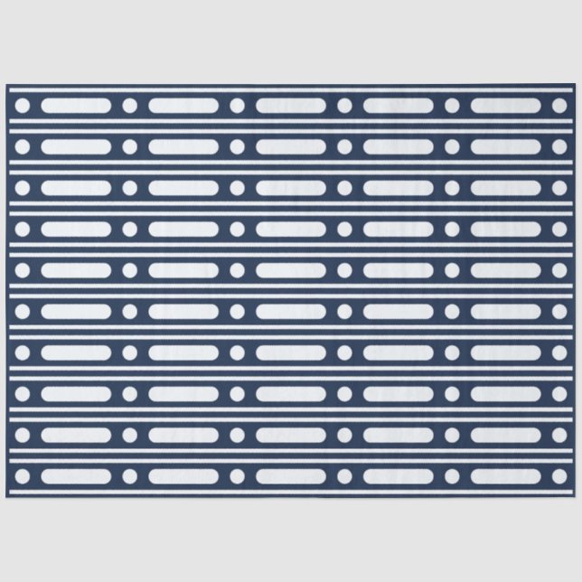 Navy Blau Knochen Einlegearbeit Rand Punkte Decoup Seidenpapier (Vorderseite)