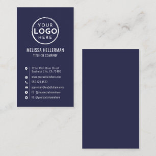Navy Blau Logo Minimal Modern Vertikal Visitenkarte