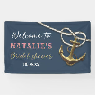 Navy Blau Maritime Gold Anker Seil Brautdusche Banner