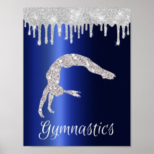 Navy Blau Metallic Silber Glanz Turnen Poster