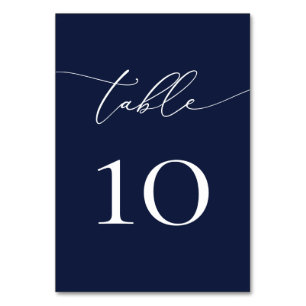 Navy Blau Minimalistische Hochzeit Tisch Nummer 1 Tischnummer