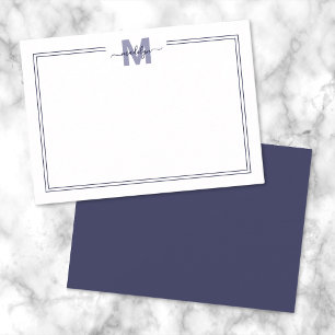 Navy Blau Minimalistisches Schriftzug Namensmonogr Mitteilungskarte